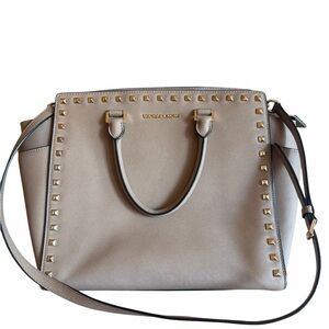 Michael Kors Beige Studded Satchel